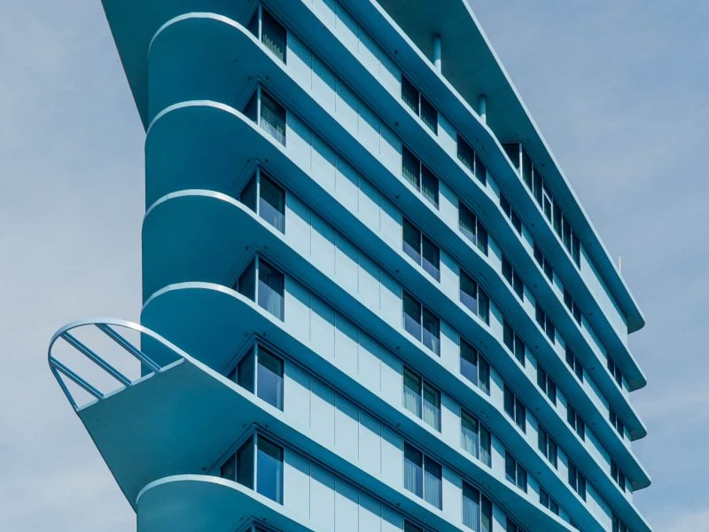 high voco building with blue sky