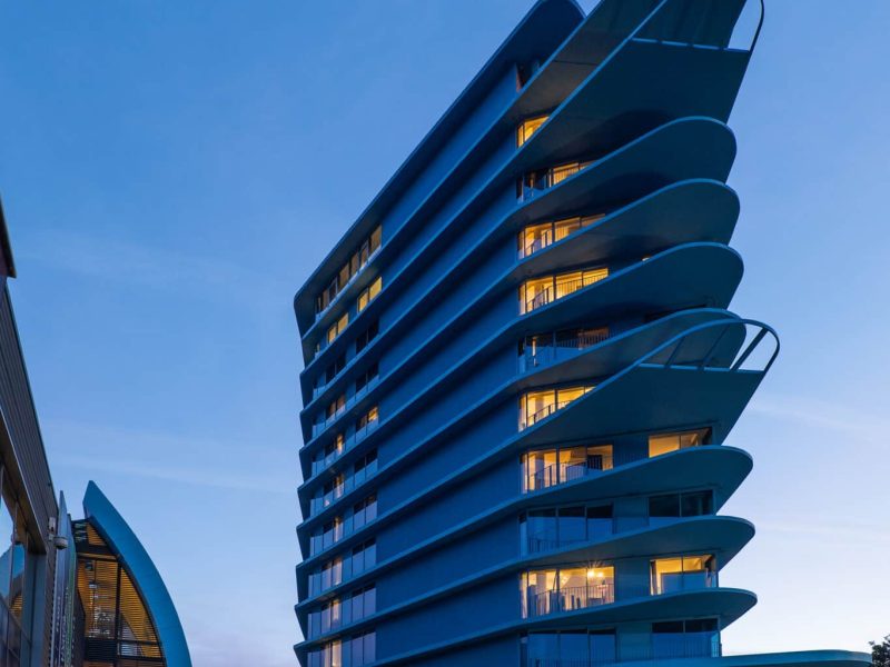 high voco building in the evening
